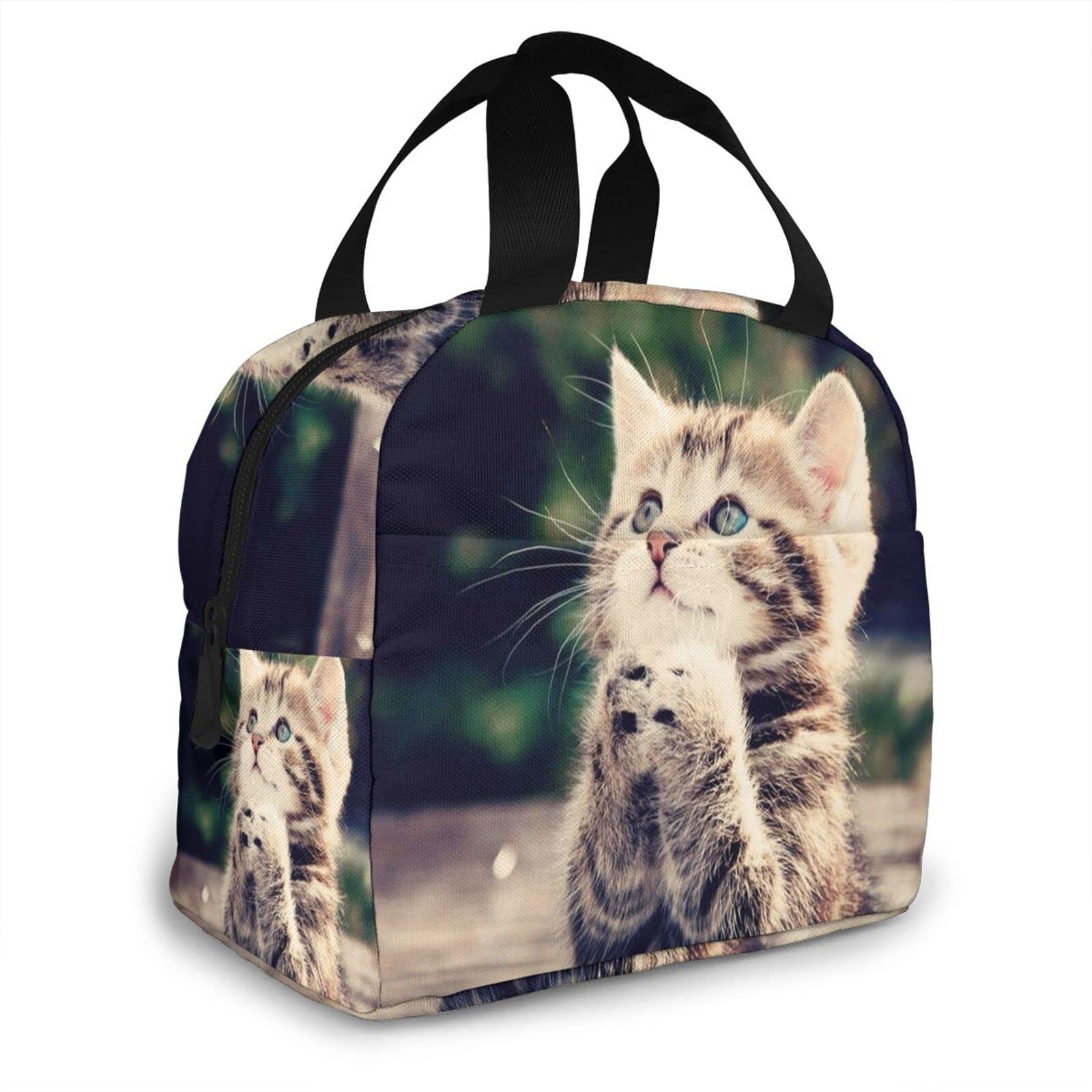Insulated Cat Lunch Bag - Reusable Cooler Tote for Women & Men - Leakproof Work Lunch Box, Picnic & Outdoor Activities - Cute Feline Design Thermal Food Carrier