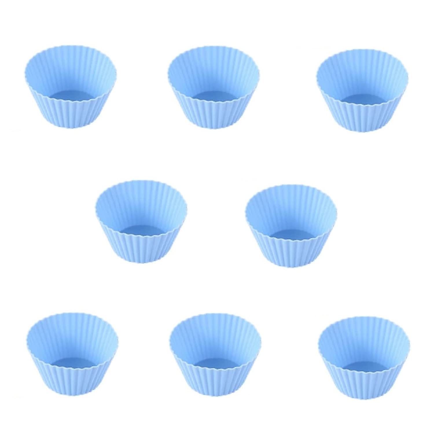Reusable Silicone Cupcake Molds - 8 Pack Blue Baking Muffin Trays for Perfect Cakes & Desserts | Ideal for Home Baking, Party Treats & Holiday Cooking