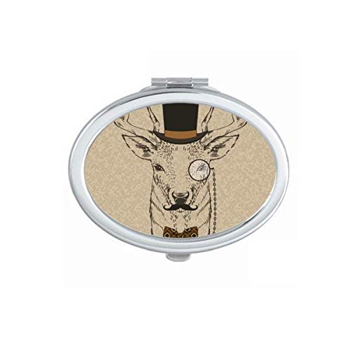 DIYthinker British Style Gentle Beard Deer Hat Bow Tie - Animal Mirror Portable Foldable Hand Makeup Double Side Glasses for Cosplay, Costume Parties & Theatrical Performances