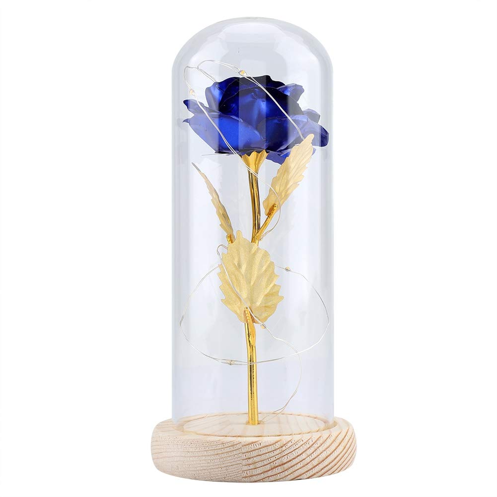 Preserved Rose in Glass Dome - Eternal Real Rose Gift for Valentine's Day, Wedding, Anniversary & Birthday (Blue) - Perfect Romantic Home Decor & Special Occasion Present