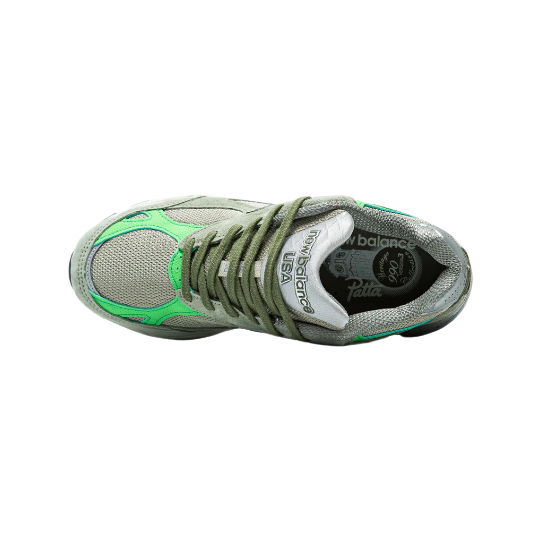 New Balance Patta x 990v3 Sneakers - Olive Green Men's Running Shoes for Jogging & Casual Wear | Limited Edition Collaboration