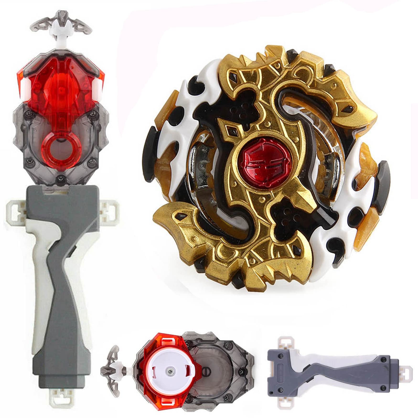 DWIN Beyblade Burst Booster GT Starter B-132 02 Spriggan Requiem .7.Ab Spinning Top Battle Set with B-184 Custom String Launcher (Left+Right Spin) & Grip - Perfect for Competitive Play & Beyblade Tournaments