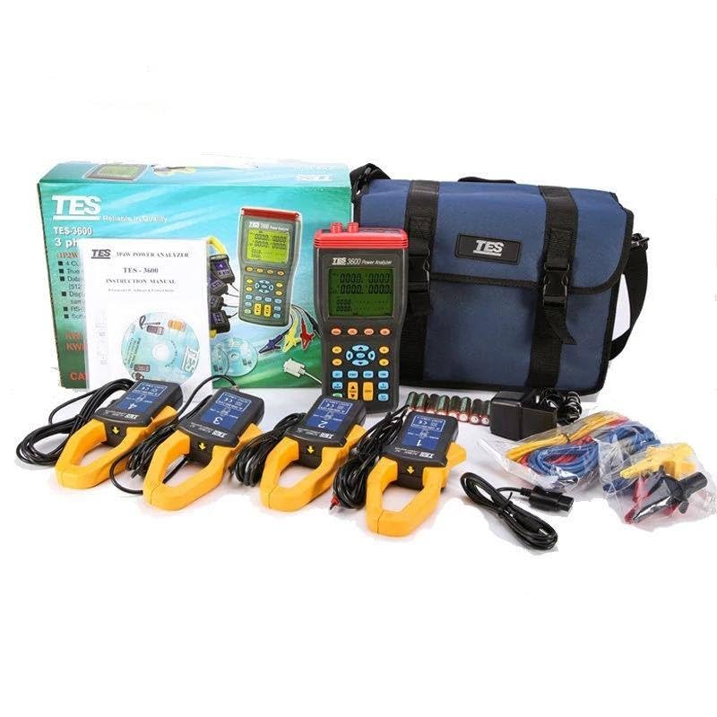 TES-3600N 3-Phase Power Quality Analyzer - Professional Harmonics & Power Quality Monitoring Device for Industrial Electrical Systems | Ideal for Energy Audits, Facility Maintenance & Power Distribution Analysis