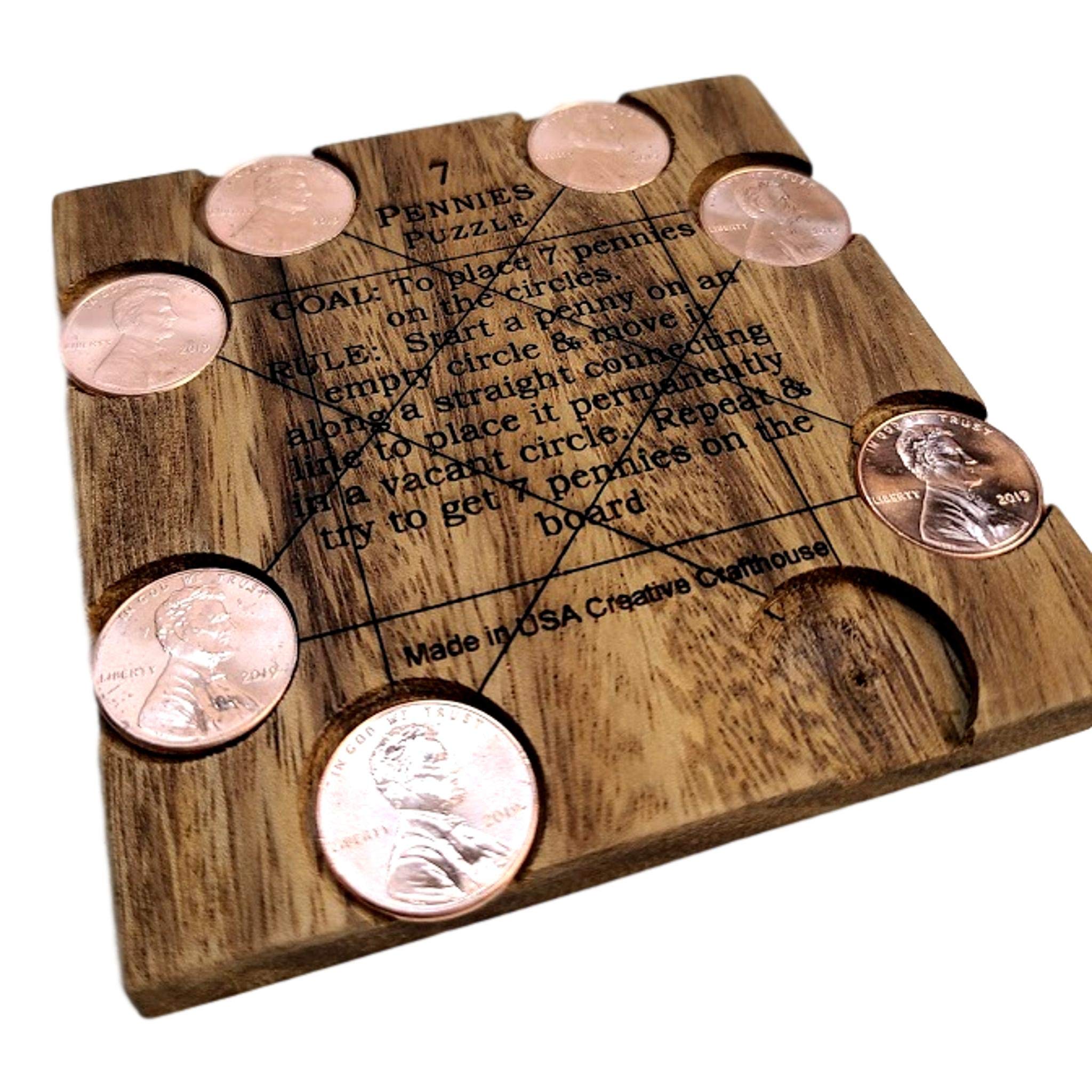 7 Pennies Puzzle - Fun & Challenging Brain Teaser Game for Kids & Adults | Perfect for Family Game Nights, Parties & Mental Exercise