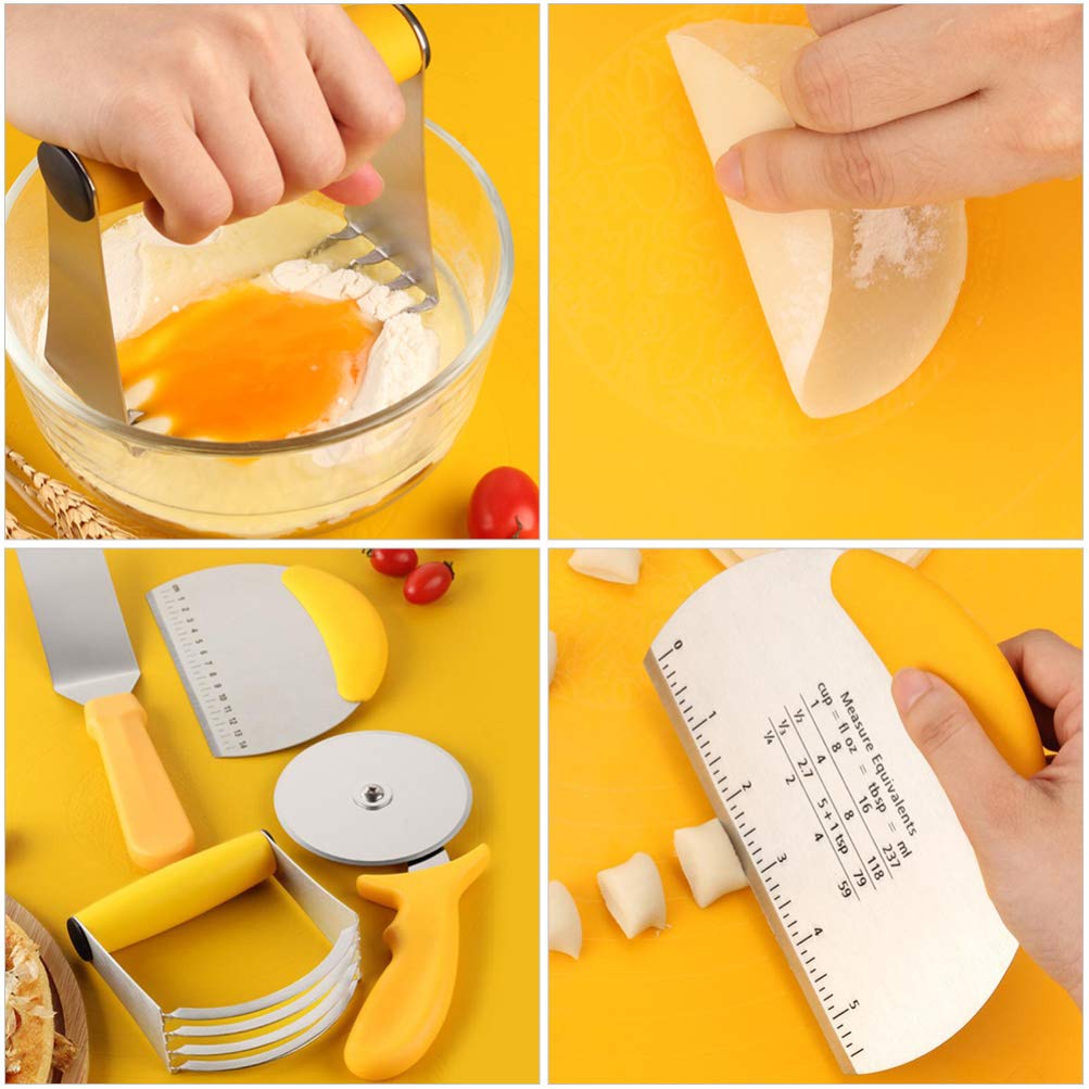 Hemoton 5-Piece Baking Set - Dough Scraper, Silicone Pastry Mixer & Pizza Dough Tool for Cake, Pie & Pastry | Perfect for Home Bakers & Professional Chefs