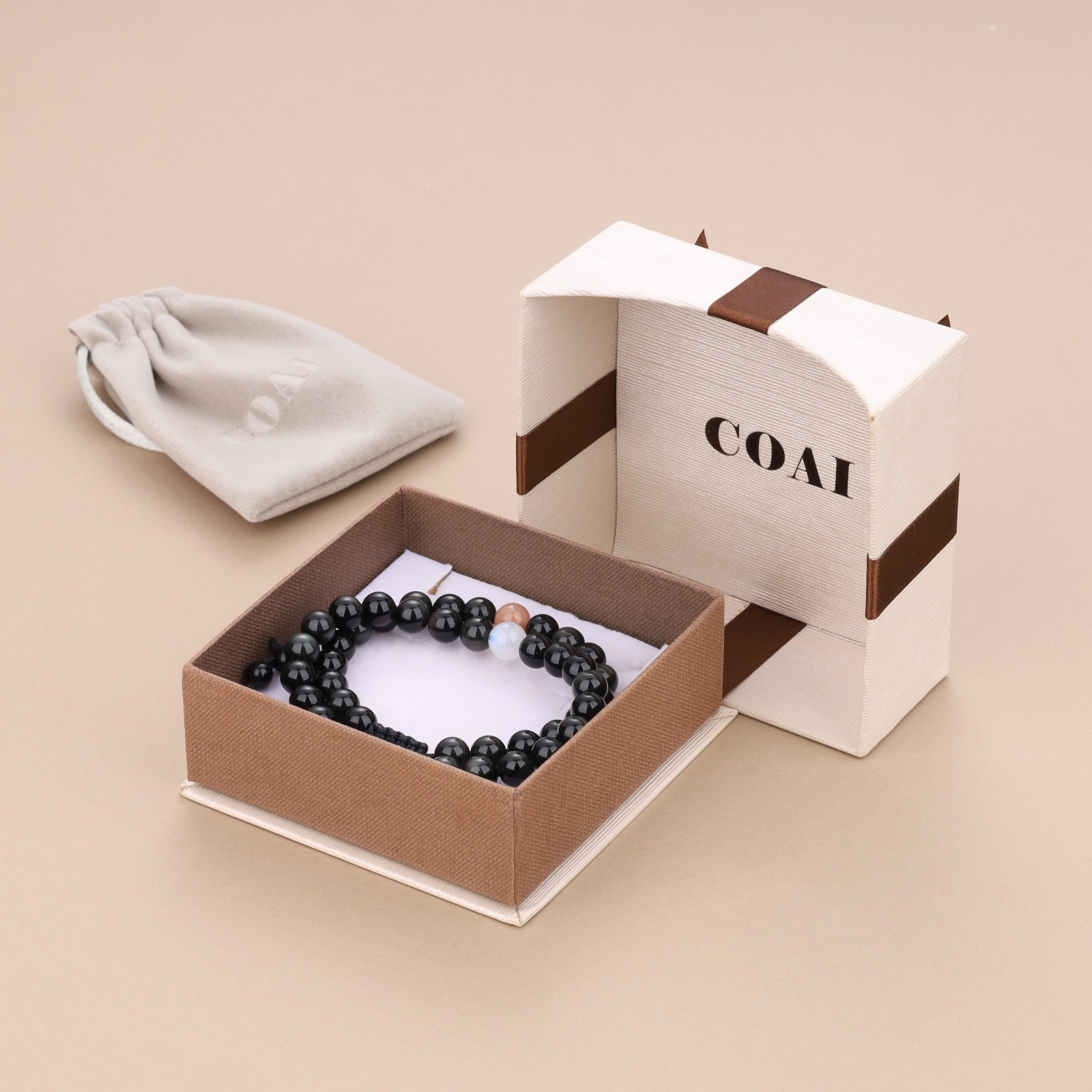 COAI Moon and Sun Stone Long Distance Couples Bracelets - Matching Love Jewelry for Couples, Boyfriend & Girlfriend Gifts - Perfect for Anniversaries, Valentine's Day & Romantic Occasions