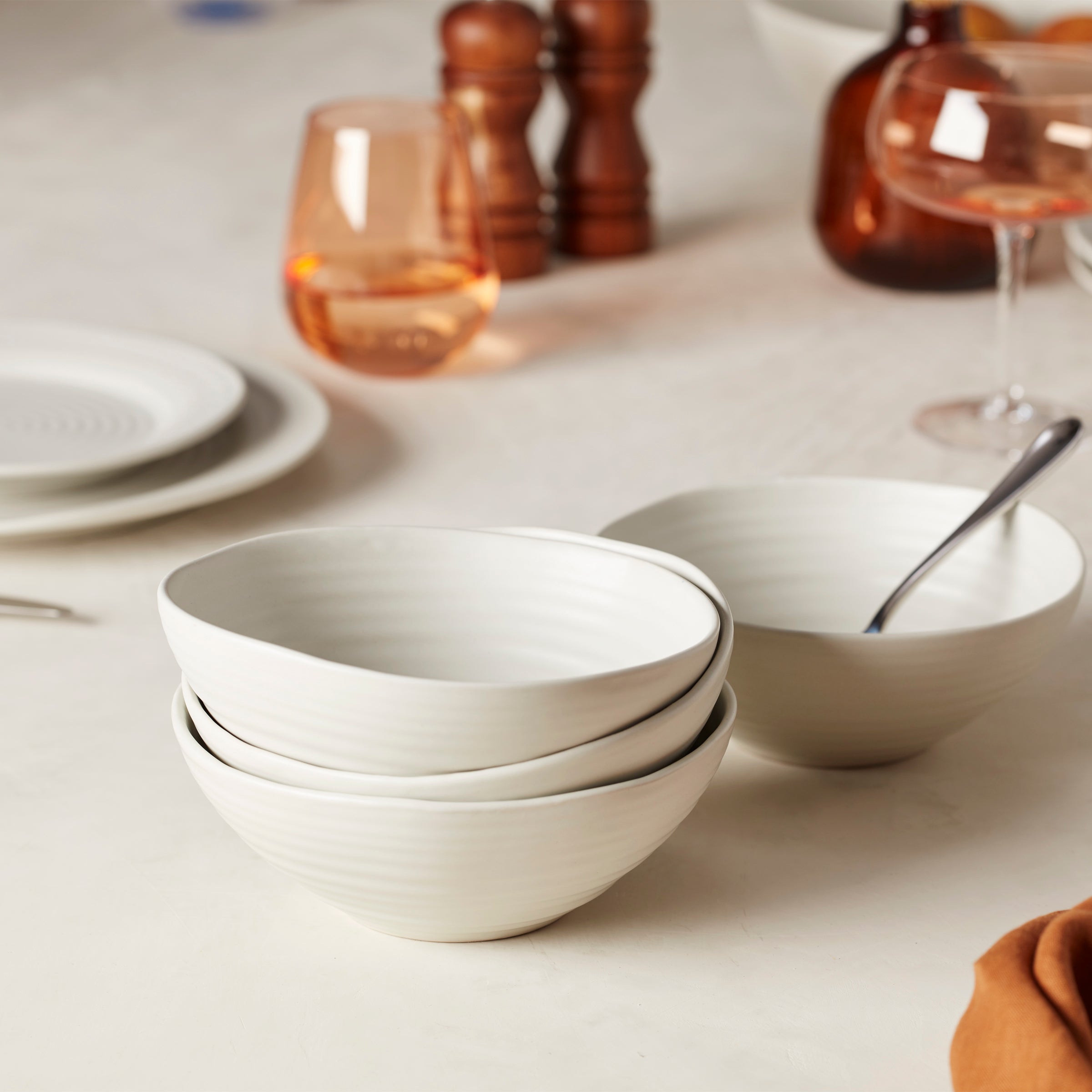 Premium Ridge White 12-Piece Dinnerware Set - Porcelain Plates, Bowls & Mugs - Elegant Dinnerware for Family Meals, Dinner Parties & Restaurant Use