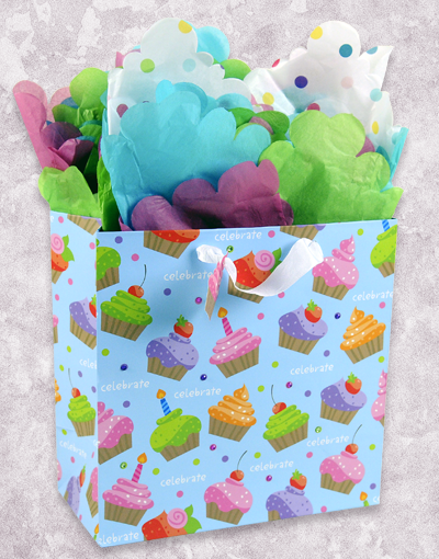 Premium Cupcakes & Sprinkles Themed Gift Bags for Birthday Parties, Baby Showers & Special Events - Bulk Party Favors