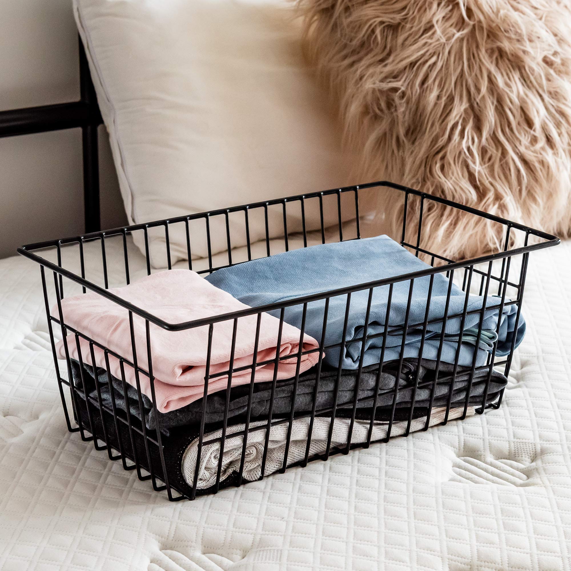 SANNO 3-Pack Black Wire Storage Baskets - 15.7
