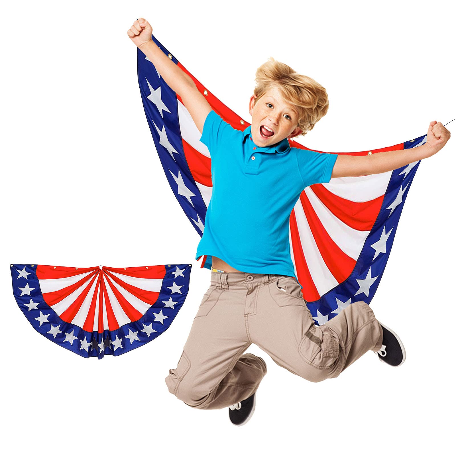 USA Patriotic Pleated Fan Flag - American US Bunting Half Fan Banner for 4th of July, Memorial Day & Independence Day Decorations (45x90cm, 1pc) - Perfect for Outdoor Parties, Parades & Home Decor