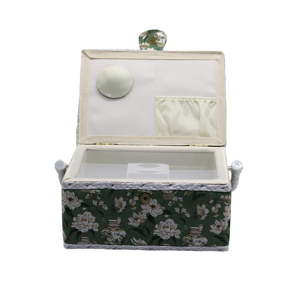 Premium Green Sewing Box Organizer - Medium Storage for Sewing Supplies & Accessories | Perfect for Home Crafting, DIY Projects & Sewing Kits