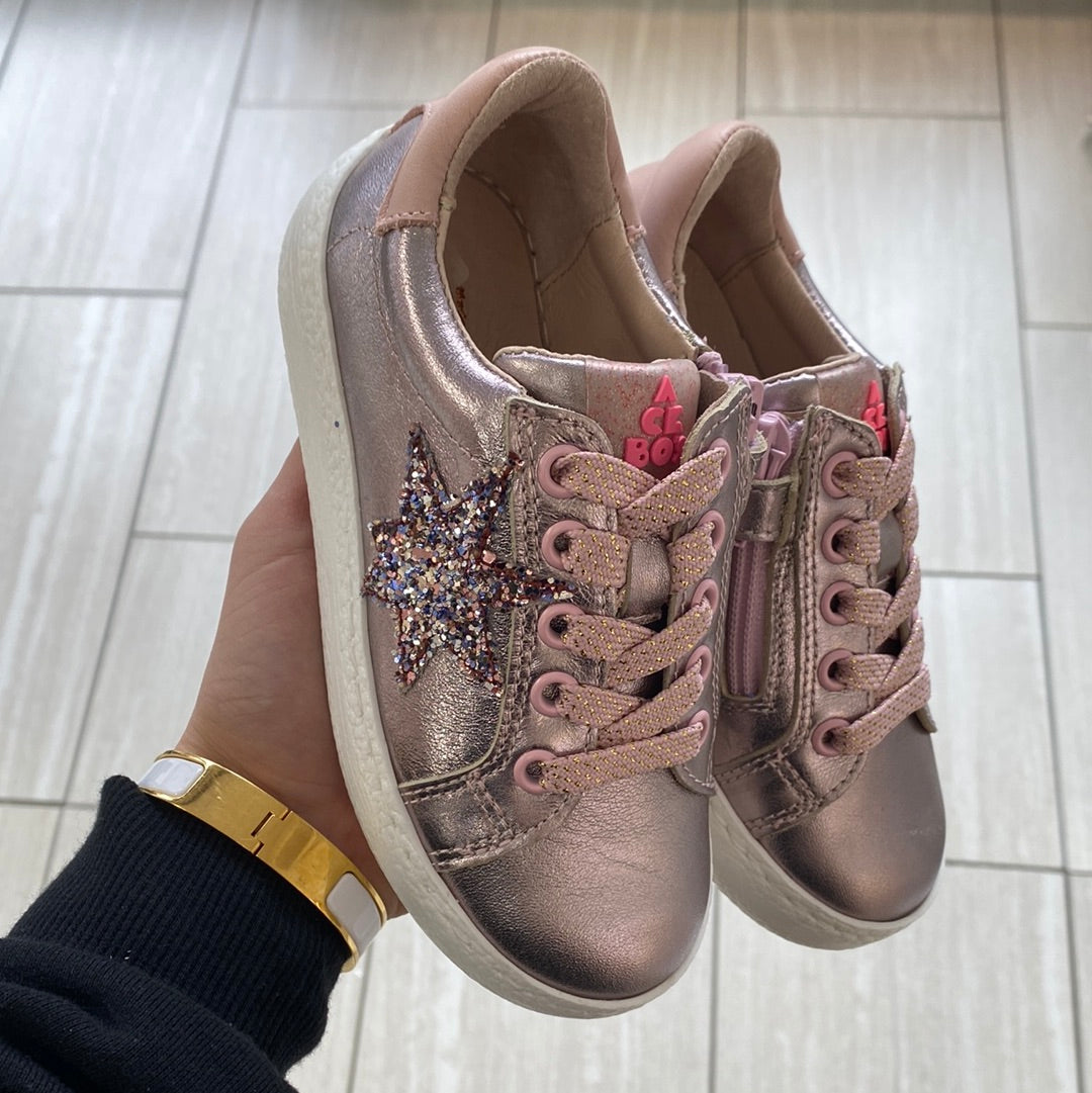 Acebos Women's Pink Glitter Star Zipper Sneakers - Fashion Casual Shoes for Women, Girls | Perfect for Parties, Daily Wear & Street Style