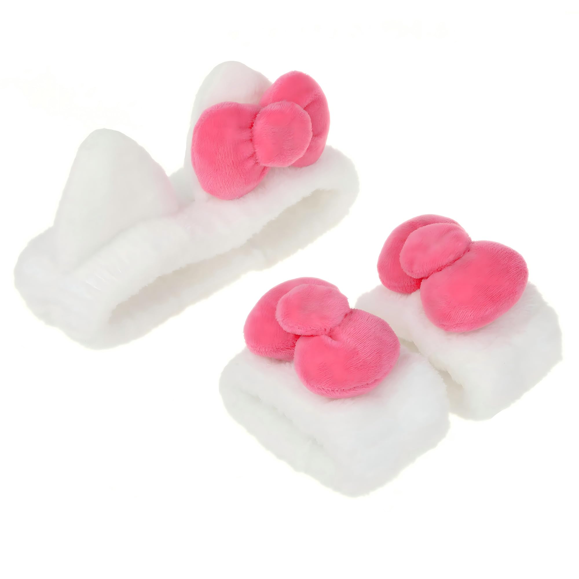 Bow Skincare Headband & Wristband Set - Soft White Face Washing Headband & Wrist Bands for Makeup, Spa, Beauty Care | Perfect for Skincare Routine, Shower & At-Home Facial Treatments