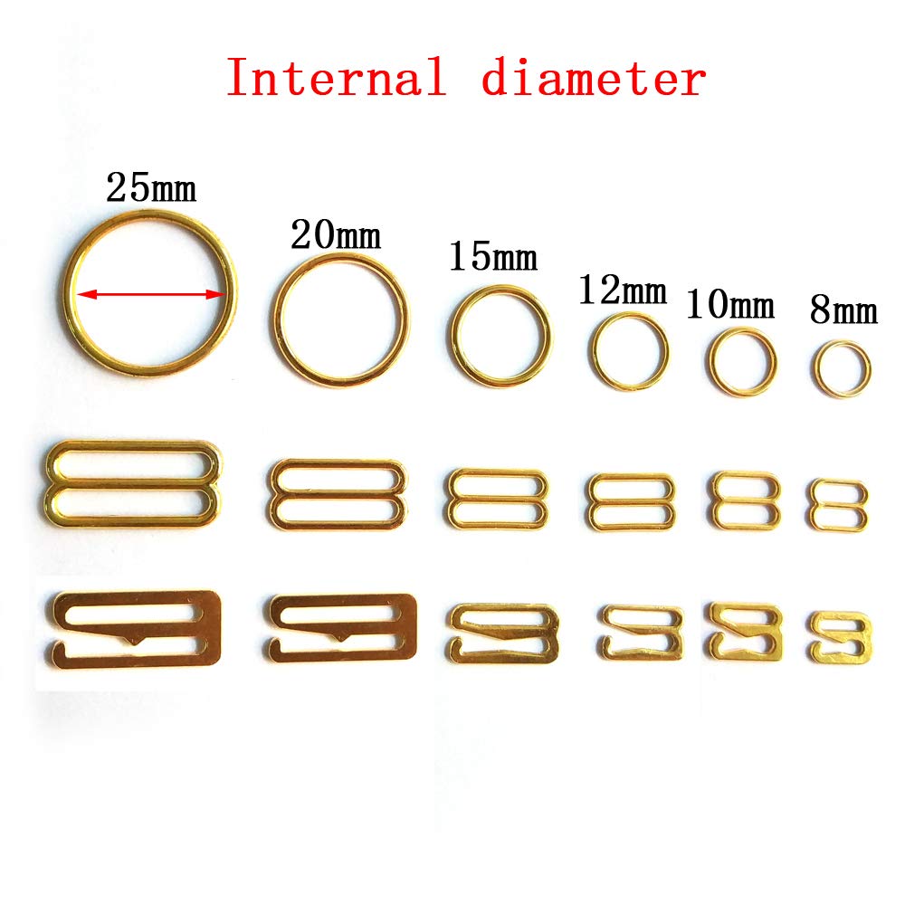 150pcs Metal Bra Strap Adjusters - Gold 12mm Lingerie Hardware Clips for Sewing, DIY, Bra Repair & Replacement - Perfect for Comfort & Fit Adjustments