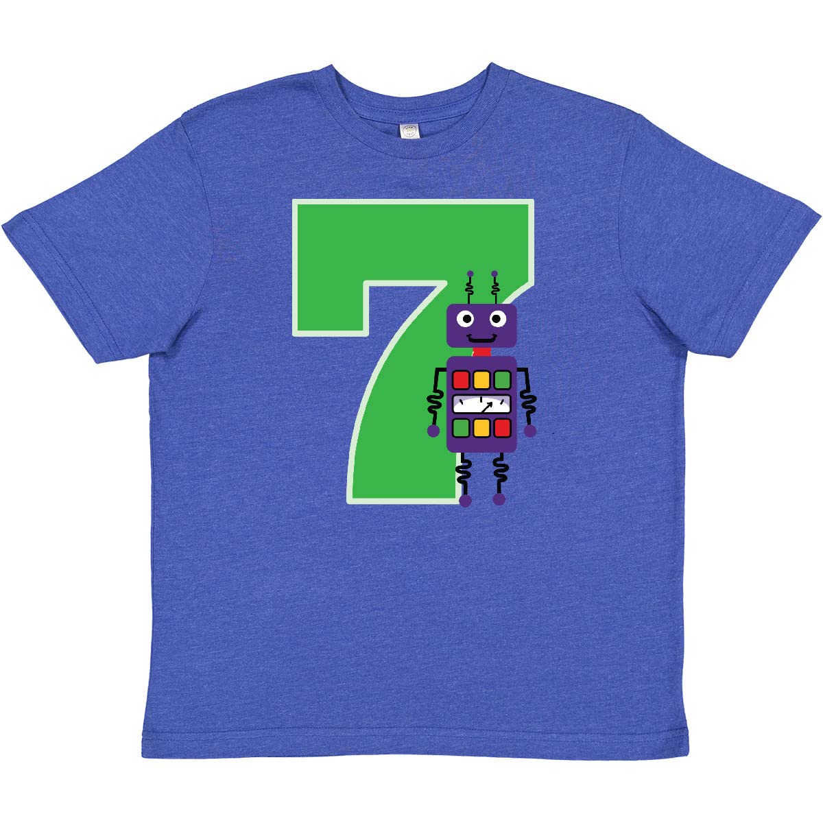Inktastic 7th Birthday Robot Boys Robotics Youth T-Shirt - Fun Robot Themed Birthday Gift for 7 Year Old Boys, Perfect for Parties, School & Playtime