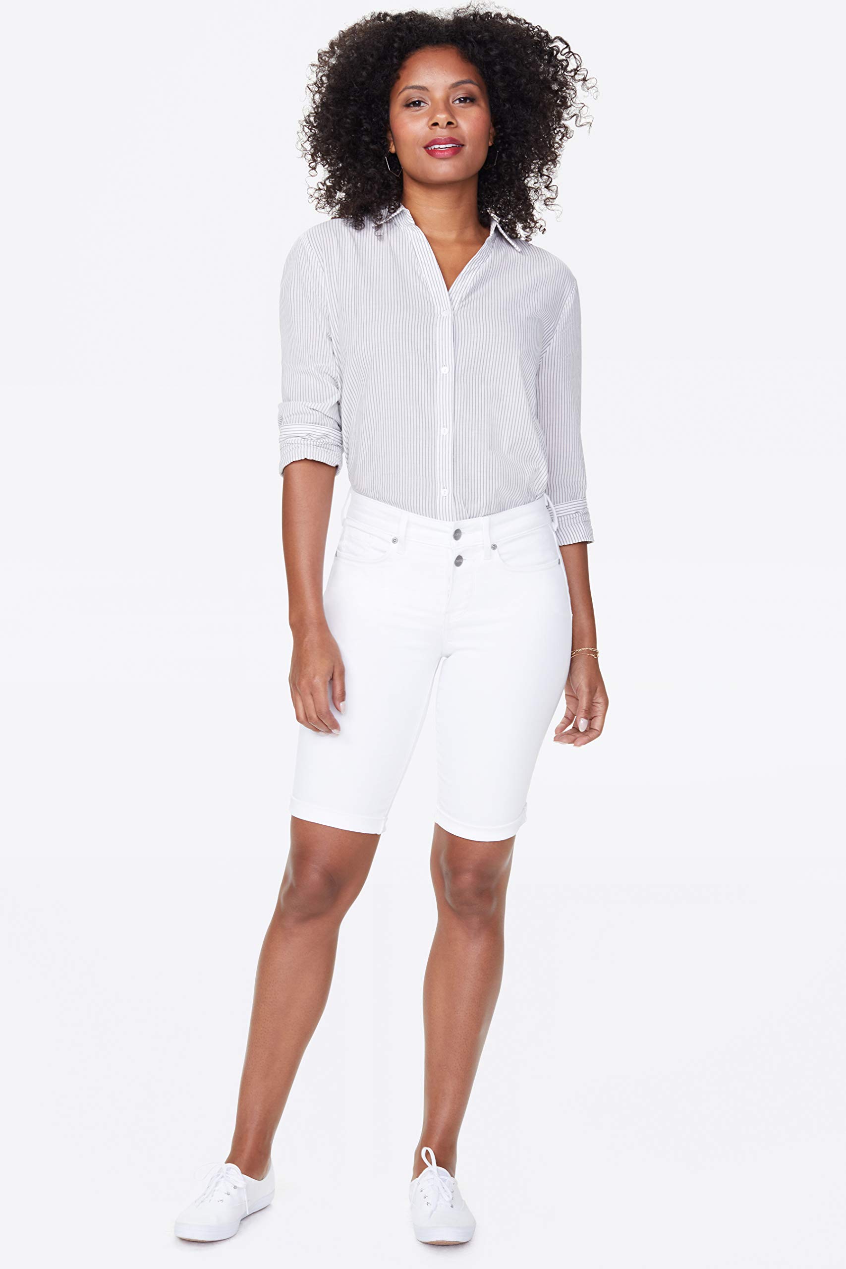 NYDJ Women's Petite Briella Jean Shorts with Roll Cuffs - Slimming & Flattering High Waist Denim Shorts for Summer | Perfect for Casual Outings, Beach Trips and Weekend Getaways