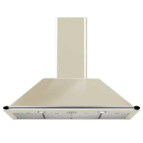 Smeg 110cm Victoria Chimney Range Hood in Panna Cream - Premium Stainless Steel Kitchen Exhaust Fan for Modern Homes - Perfect for Open Kitchen Designs & Smoke-Free Cooking