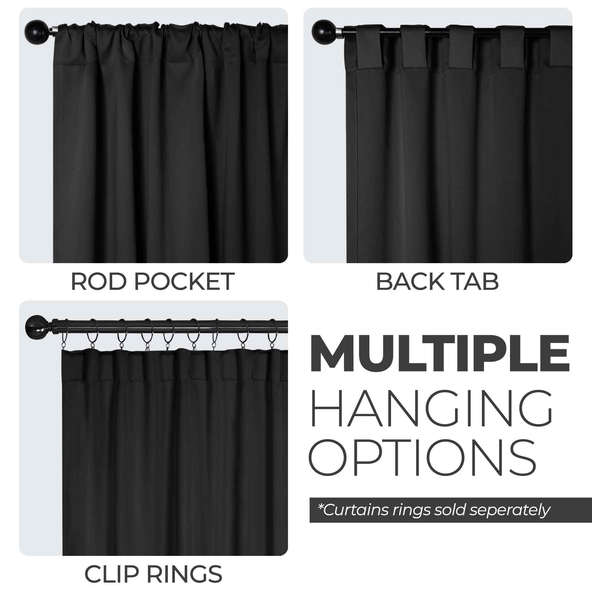 Premium Blackout Curtains for Bedroom - Solid Room Darkening Window Drapes with Back Tabs (Set of 2 Panels) - Perfect for Home Theater, Nursery & Light Sleepers