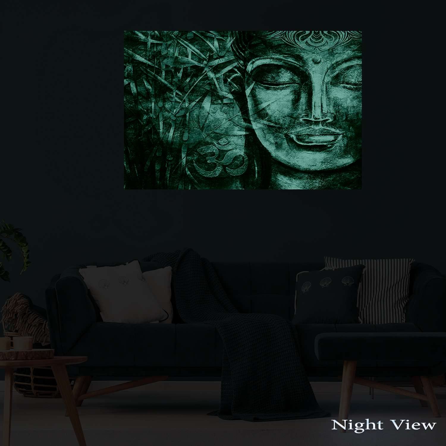 Luminous Buddha Wall Art - 32x48 Inch Glow in The Dark Bodhisattva Painting, Traditional Hindu Canvas Print for Living Room Decor, Framed Spiritual Artwork - Perfect for Meditation Spaces & Asian-Themed Home Décor