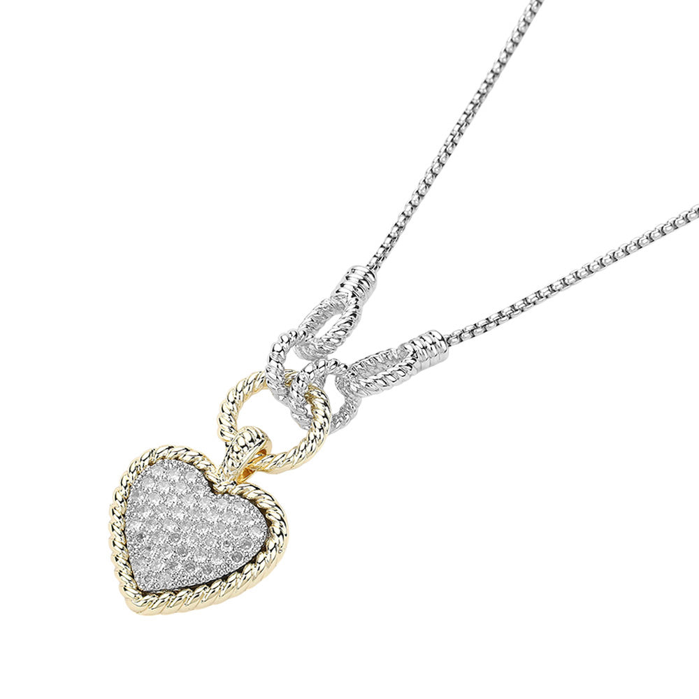 14K Gold Plated Cubic Zirconia Heart Pendant Necklace for Women - Elegant Valentine's Day Gift, Anniversary Jewelry, Romantic Date Night Accessory