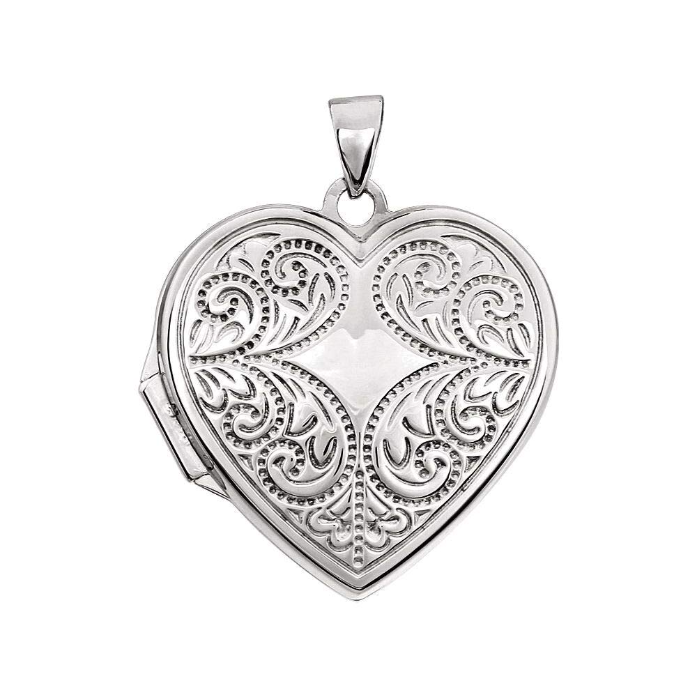 14kt White Gold Heart Locket Necklace - Perfect Gift for Her