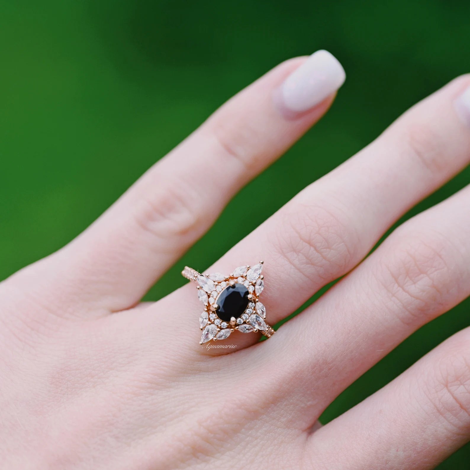Stella Black Onyx Ring 14K Rose Gold Vermeil - Elegant Stackable Ring for Women, Perfect for Everyday Wear, Gift Giving & Special Occasions