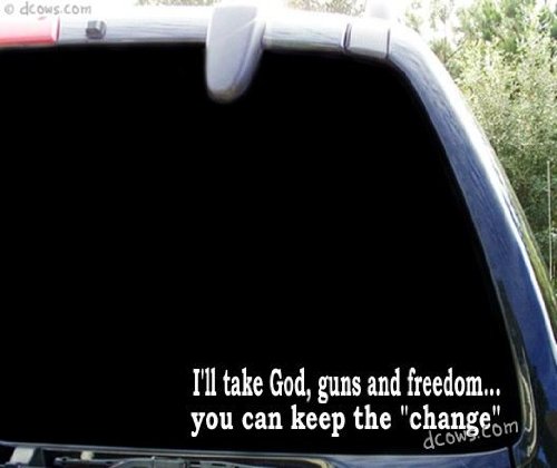 Funny Anti-Obama Car Window Decal - God Guns & Freedom Bumper Sticker - Political Humor Vinyl Sticker for Cars, Trucks, Laptops (Great for Conservative Supporters & Political Satire Lovers)