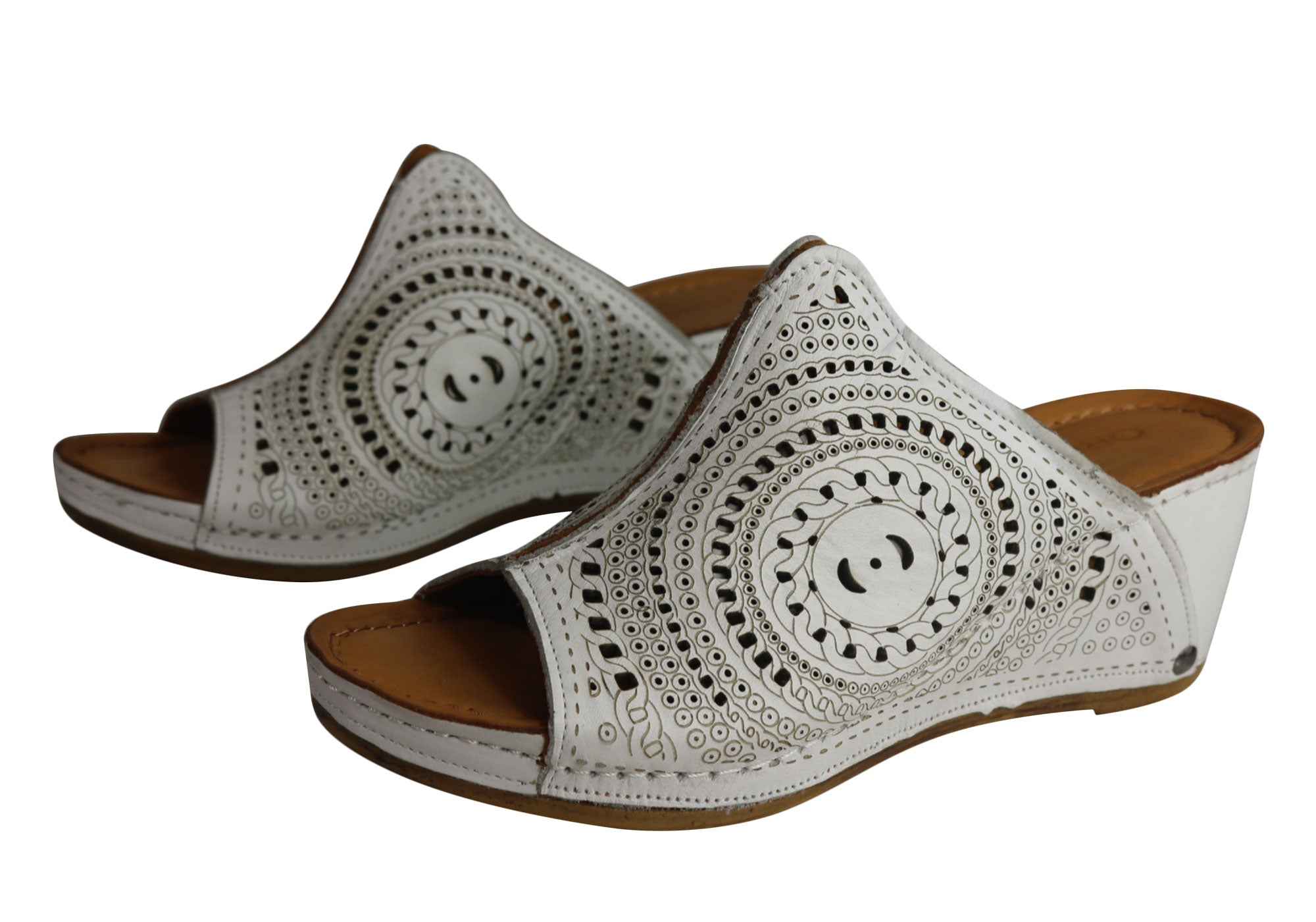 Orizonte Dora Women's Comfortable Leather Wedge Slide Sandals | European Style Summer Casual Shoes for Beach, Vacation & Everyday Wear