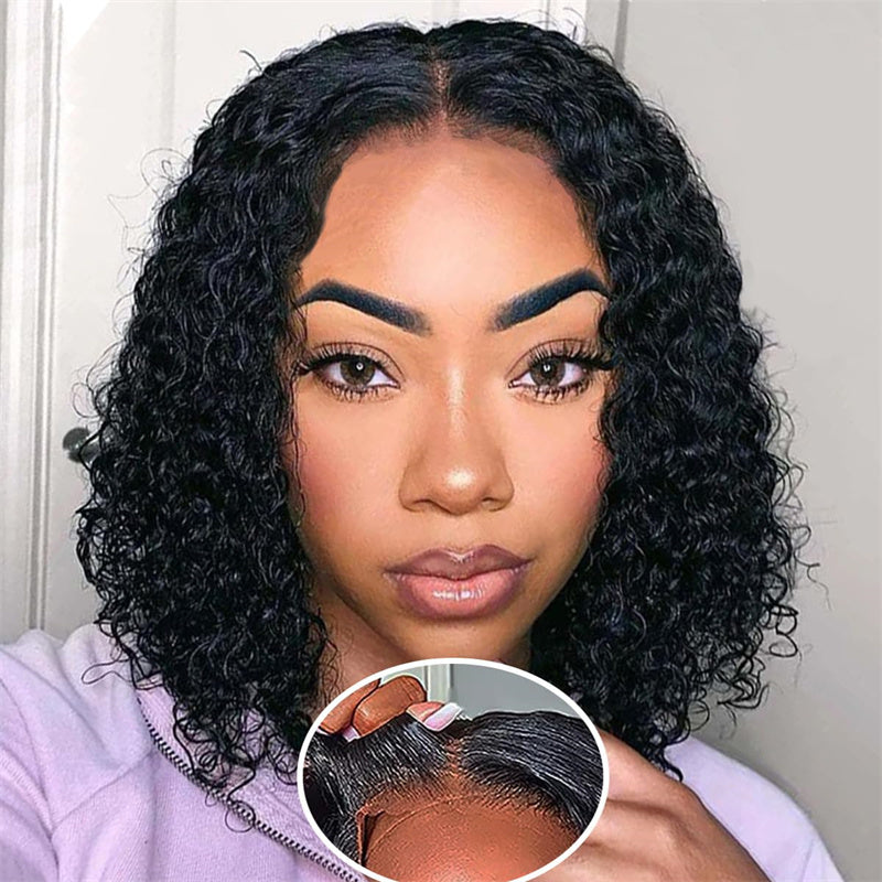 Eullair Short Curly Glueless Bob Wig | Lace Front Human Hair Wigs | Straight & Body Wave Lace Frontal Wig for Women | Perfect for Daily Wear, Cosplay & Special Occasions