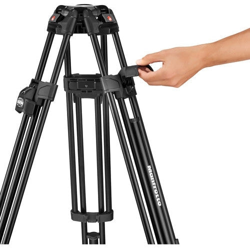 Manfrotto 504X Professional Fluid Video Head with 645 Fast Twin Aluminum Tripod - Perfect for Smooth Videography & Photography on Set or Outdoors