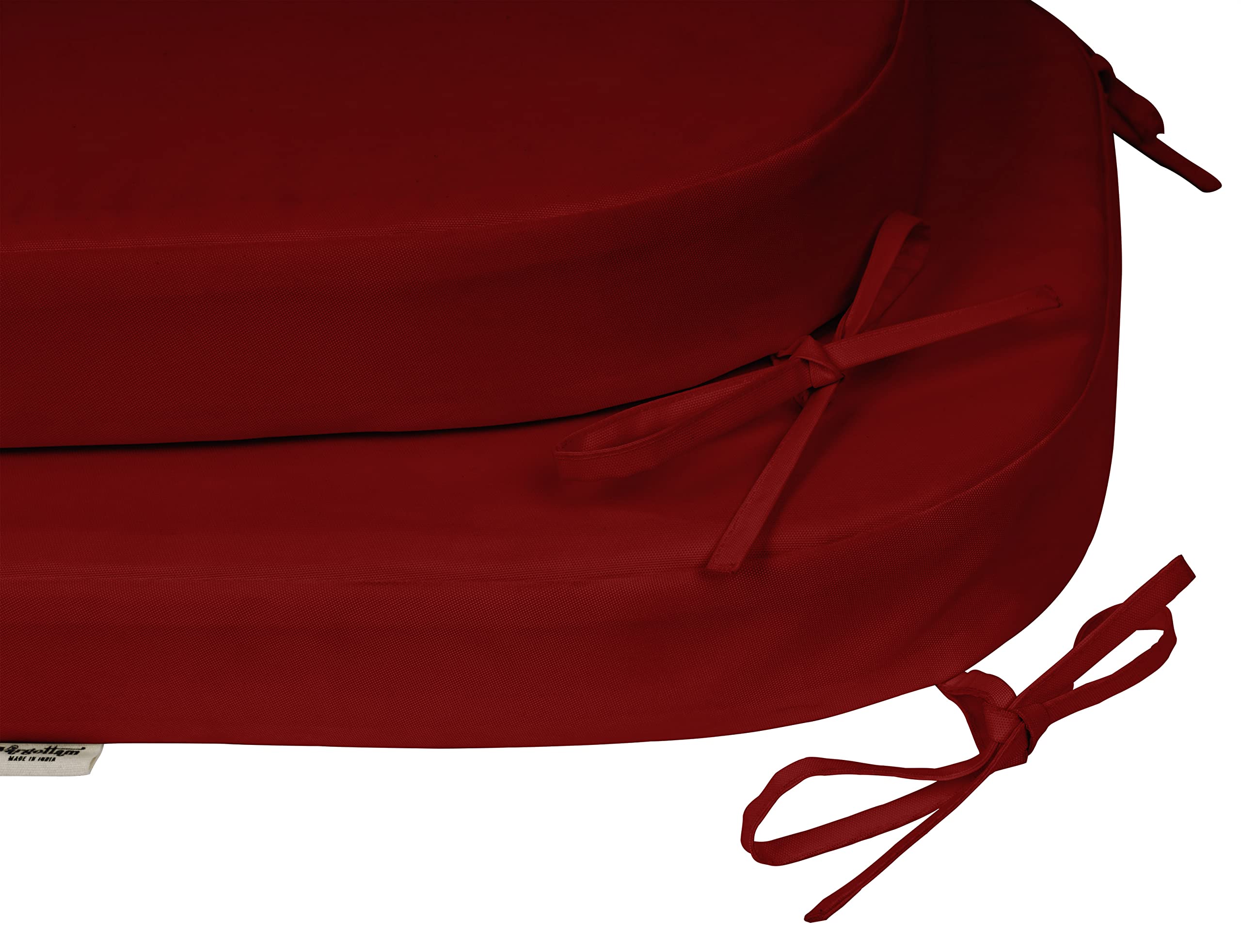 Premium Indoor/Outdoor Chair Cushions Set of 2 - 16x18 Inch Rounded Back Patio Seat Cushions with Ties for Garden Furniture, Deck Chairs & Home Decor (Red) - Perfect for Backyard Lounging, Poolside Relaxation & Outdoor Dining