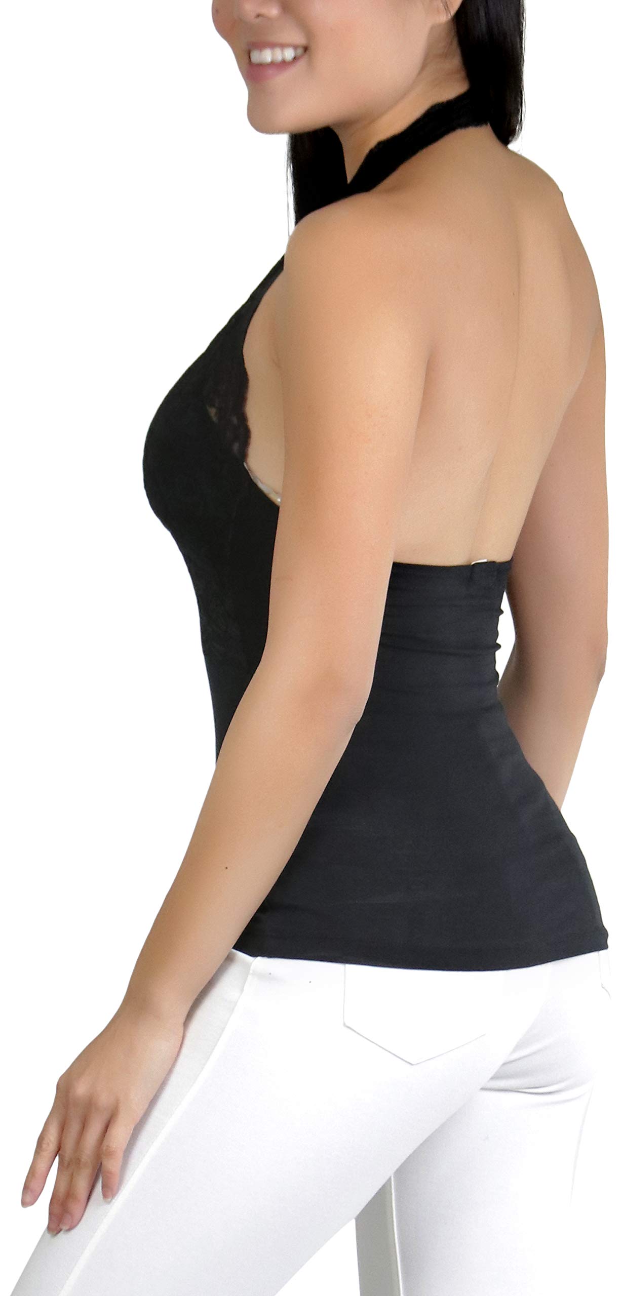 Stylish Women's Padded Floral Lace V-Neck Halter Top - Perfect for Summer Outfits, Beach Vacations & Date Nights
