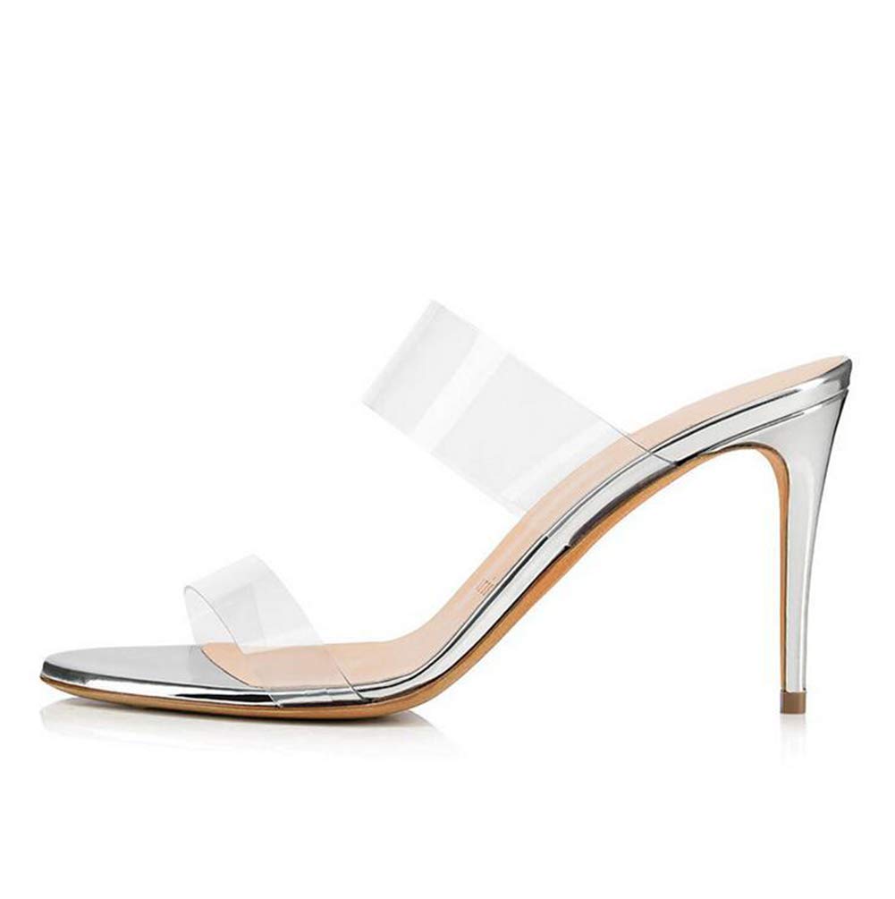 Women's High Heel Sandals - Handmade Transparent Strap Stiletto Dress Shoes for Banquet, Party & Evening Wear | Elegant Ladies Slippers for Formal Occasions