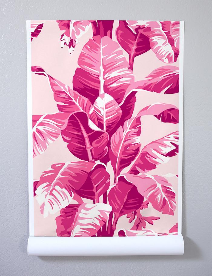 Nathan Turner Electric Palm Pink Wallpaper - Tropical Botanical Peel & Stick Wallpaper for Bedroom, Bathroom, and Nursery Decor