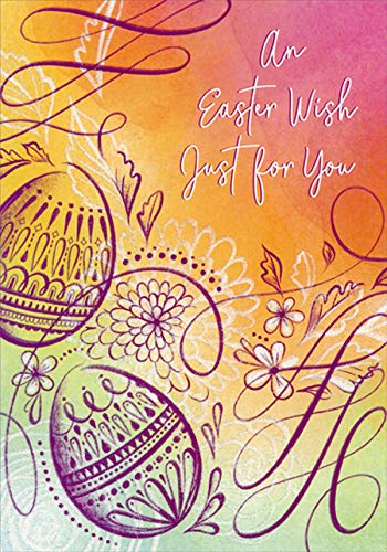 Elegant Easter Greeting Card for Teen Girls - Purple Swirls, Two Eggs & Shimmering White Accents | Perfect for Easter Gifts, Party Invitations & Spring Celebrations