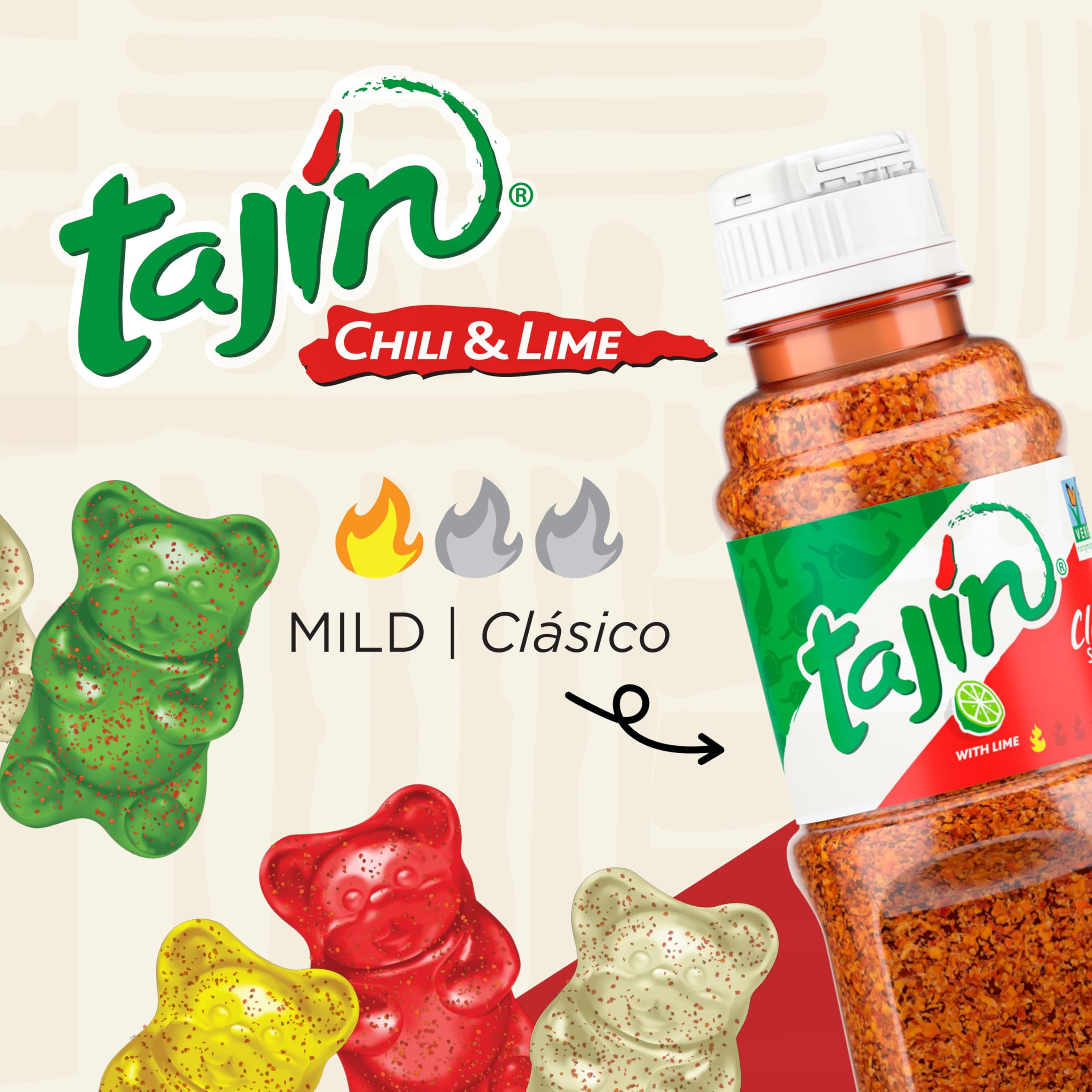 Snak Club Tajin Gummy Bears - Spicy Chili Lime Flavored Assorted Fruit Candy | Gluten-Free, Vegan Gummy Snacks | 9oz Resealable Bag | Perfect for Movie Nights, Road Trips & Office Treats