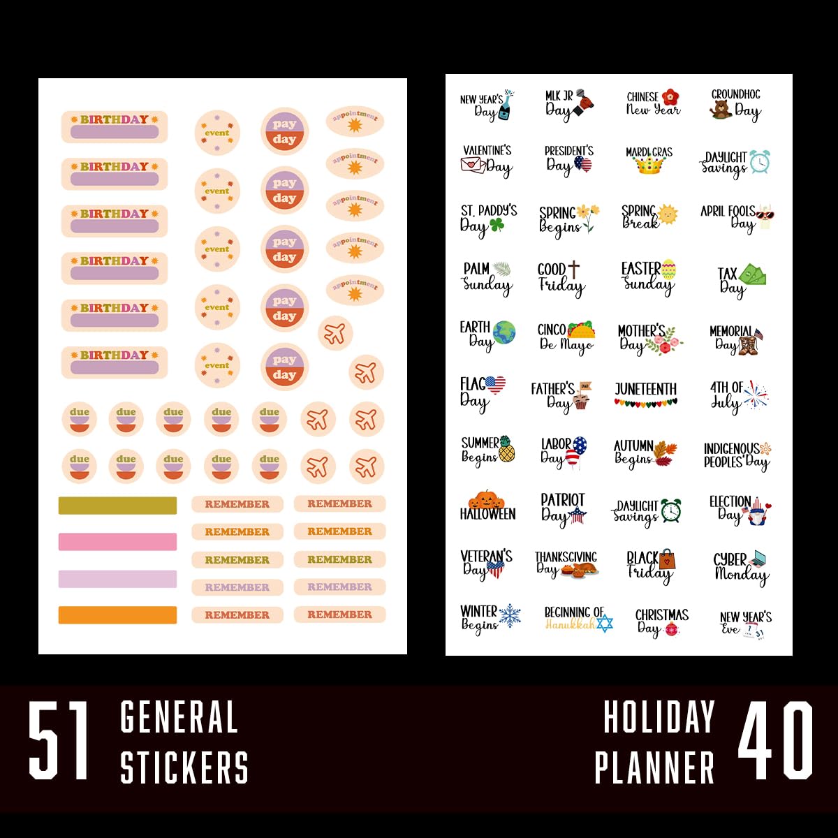 2025-2026 Desk Calendar - Small Office & Teacher Planner with Holiday Stickers (2 pcs) | Perfect for Home, School, and Workplace Organization