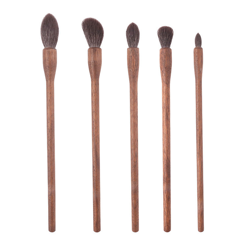 Premium Walnut Makeup Brush Set - Natural Wood Handle, Soft Vegan Bristles for Flawless Makeup Application - Perfect for Professional Artists & Home Beauty Routines