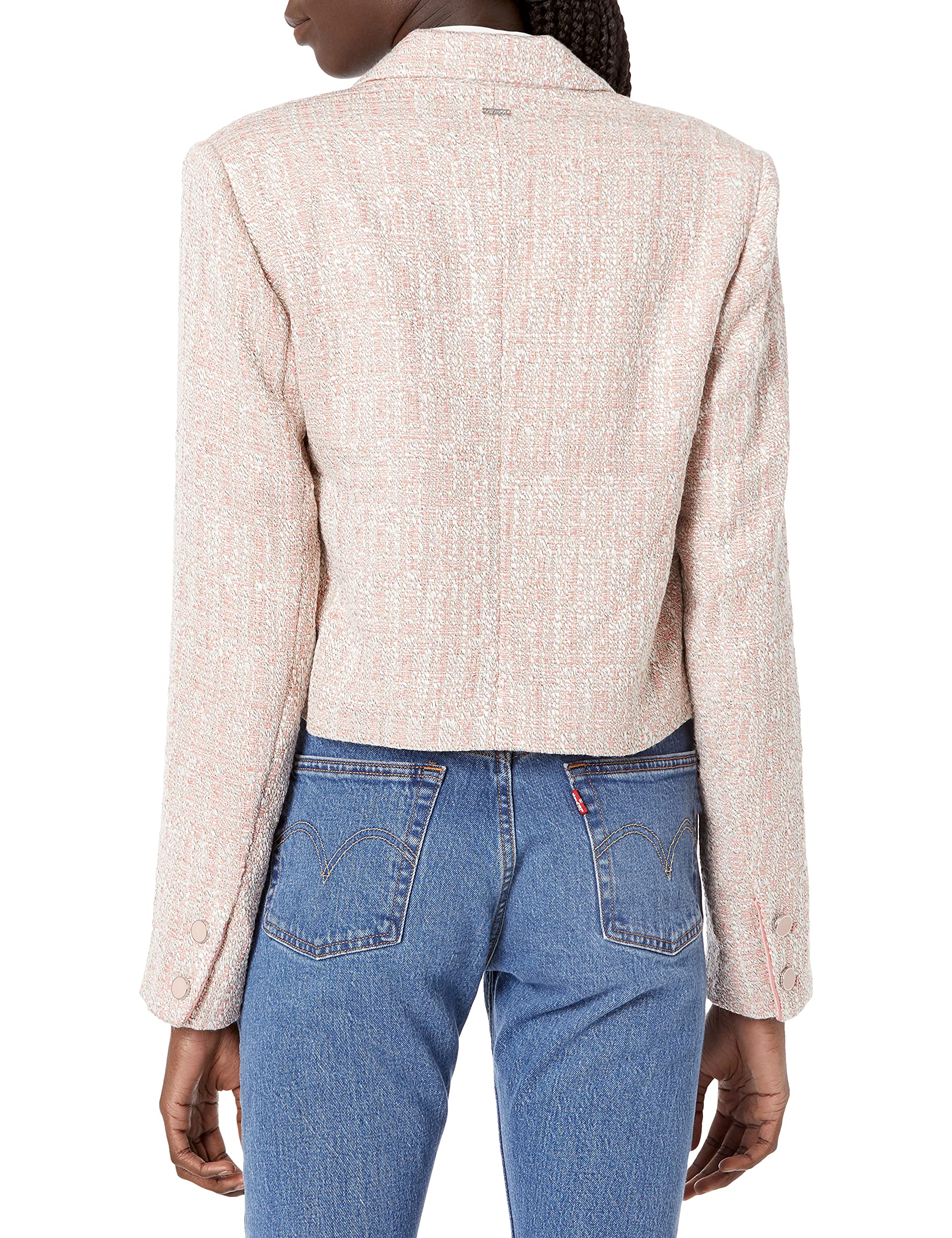 GUESS Women's Tula Boucle Cropped Blazer Jacket - Stylish Fitted Short Blazer for Work, Office & Business Outfits | Perfect for Professional Women & Formal Occasions