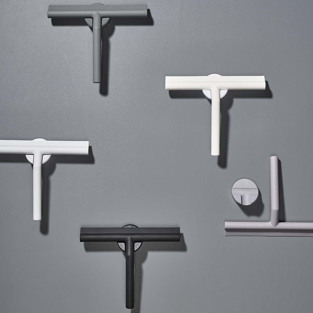 ZONE DENMARK Shower Wiper Squeegee with 3M Holder - Soft Grey Bathroom Cleaning Tool for Glass, Tiles & Mirrors - Water Stain Remover for Shower Doors, Windows & Smooth Surfaces