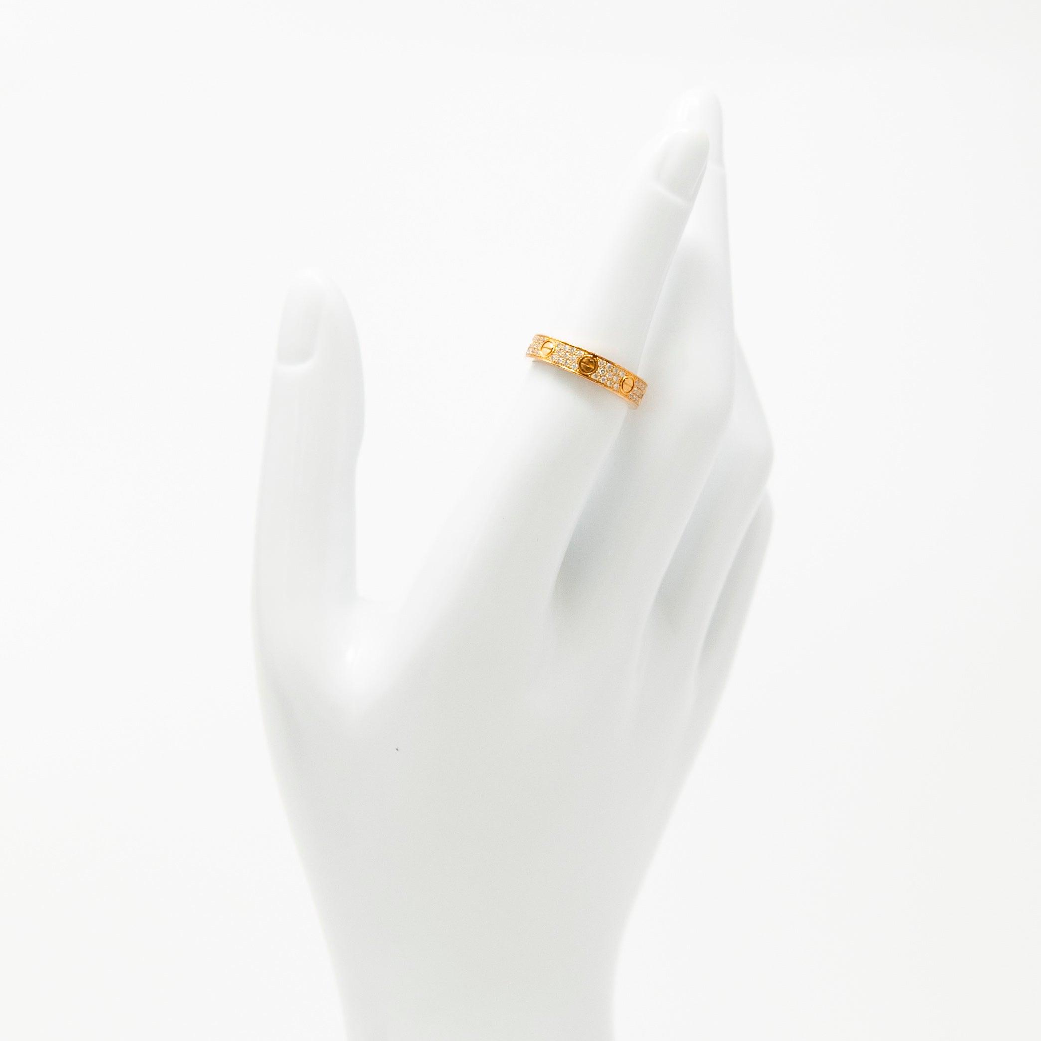Cartier 18k White Gold Pave Diamond Love Ring - Size 50 (US 5.25) - Luxury Wedding Band for Women - Perfect for Engagement, Anniversary & Special Occasions