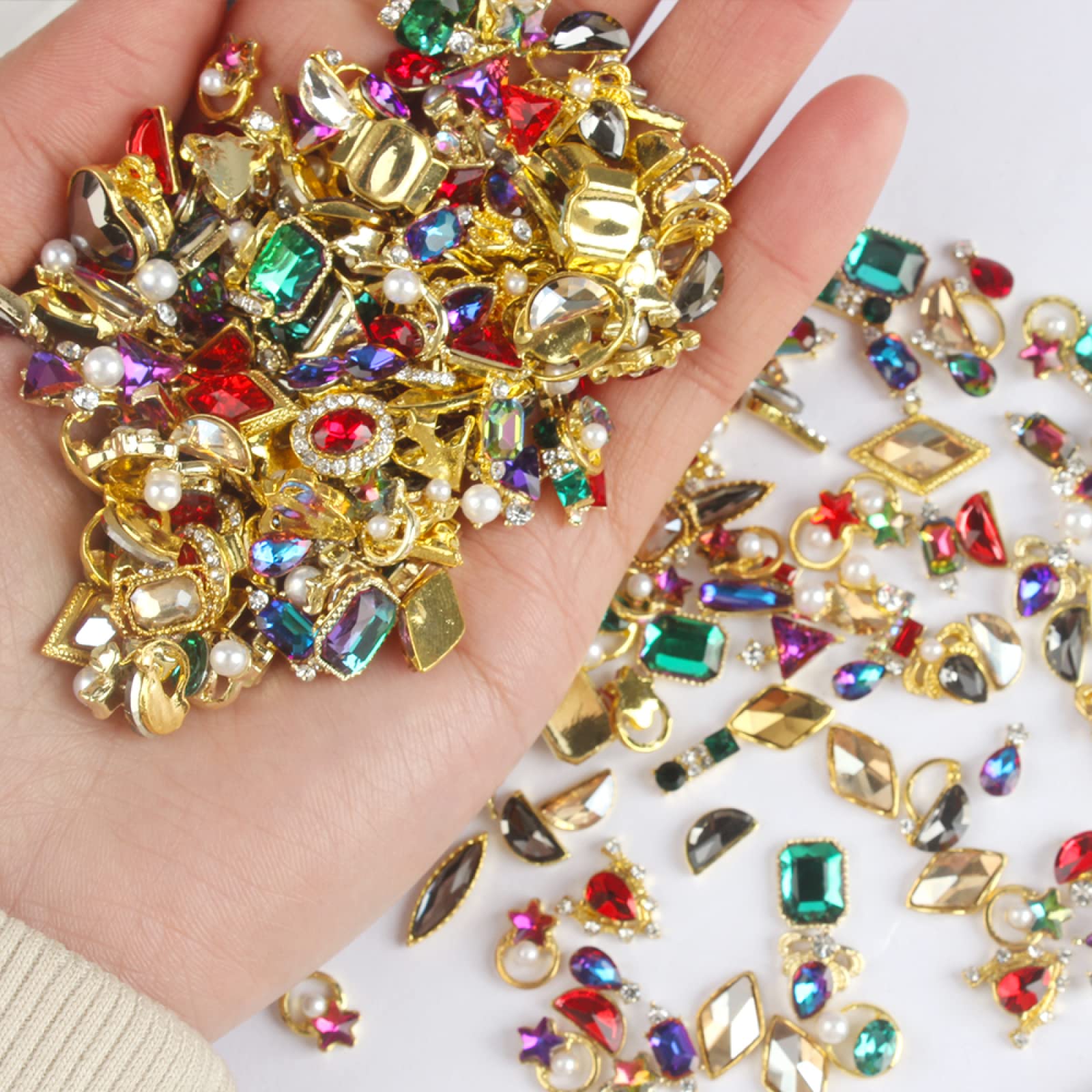 3D Gold Alloy Crystal Nail Rhinestones - 30Pcs Mixed Nail Art Decorations with Bow Design for DIY Manicure, Acrylic Nails & Salon Use - Perfect for Wedding, Party & Special Occasion Nail Designs