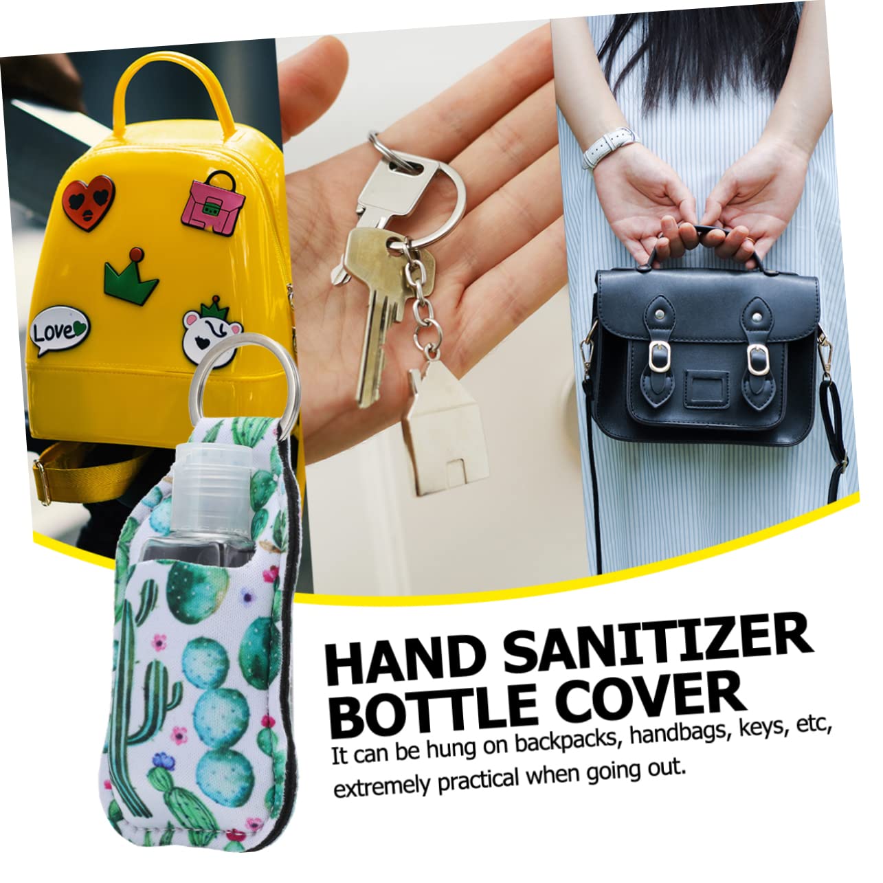 Alipis Cute Hand Sanitizer Dispenser Bottle Cover - Travel Size Perfume Bottle Protector Set with Keychain - Perfect for Travel, Gym, Office & Daily Use