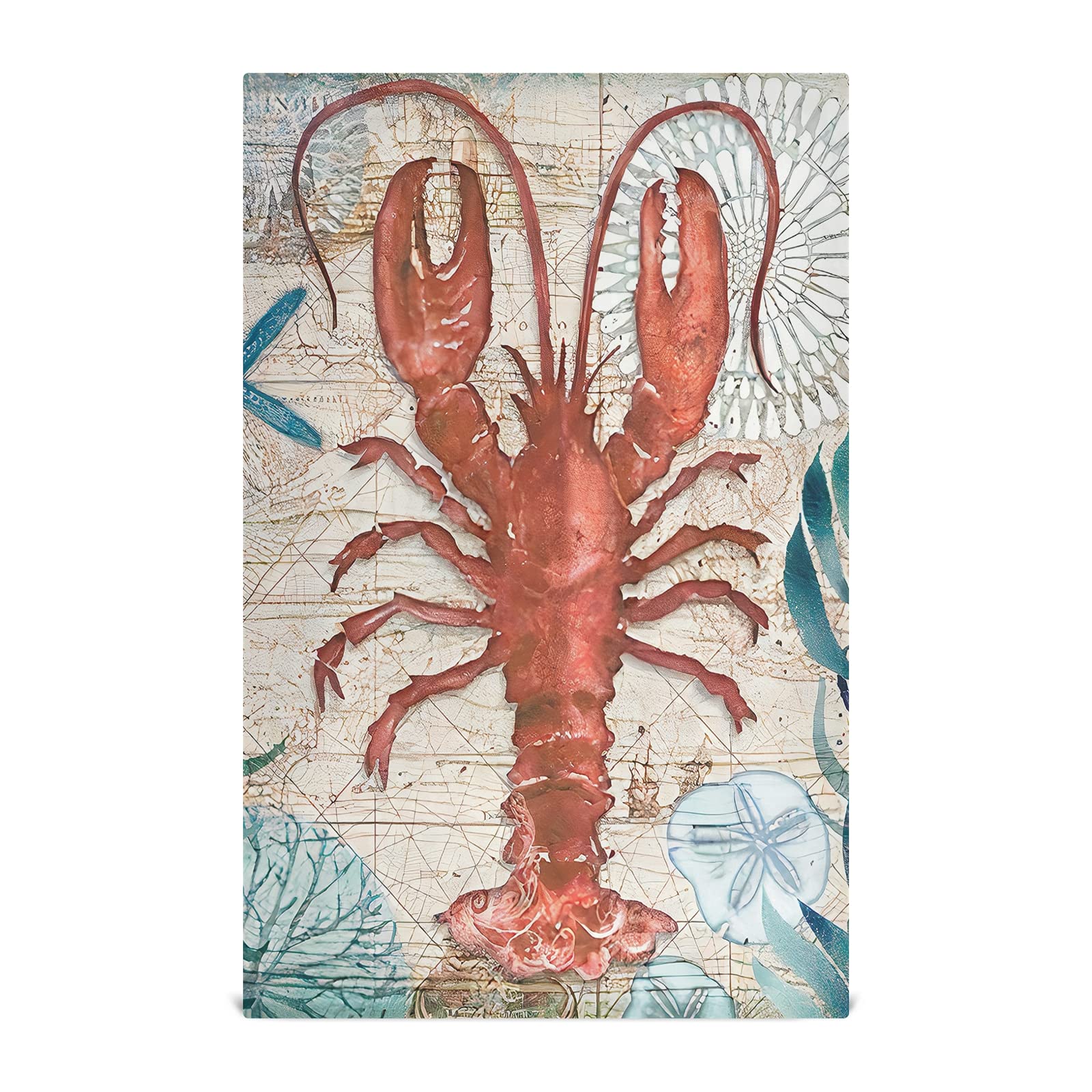 Vintage Lobster Starfish Map Kitchen Dish Towels Set - 28x18 Inch Absorbent Cotton Dishcloths & Kitchen Towels for Drying Dishes, Cleaning Countertops & Coastal Beach House Decor