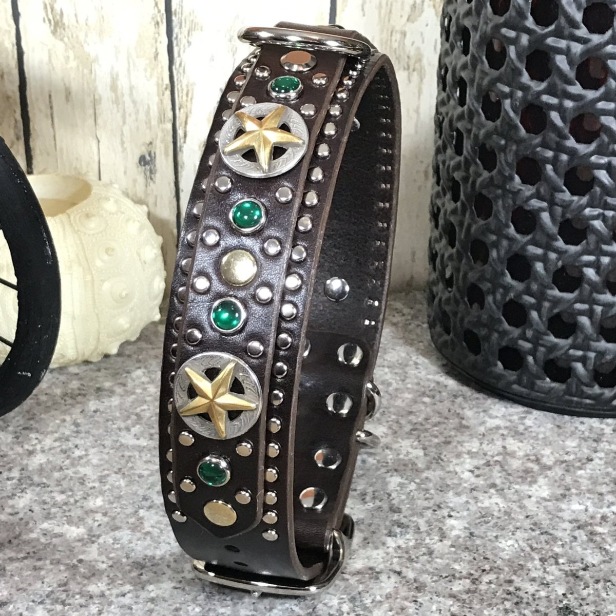Premium Western Leather Dog Collar - Handcrafted Arizona Style Pet Accessory for Medium & Large Dogs - Perfect for Training, Hiking & Outdoor Adventures