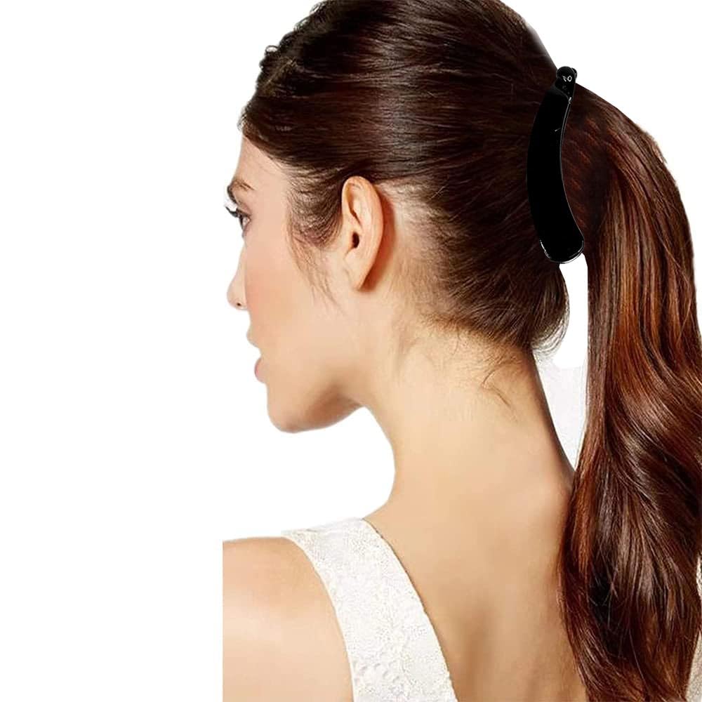 Trendy Strong Hold Banana Hair Clips for Women & Girls - Pack of 12 Black Hair Claw Clutchers - Perfect for Everyday Use, Ponytails & Updos - Fashionable Hair Accessories