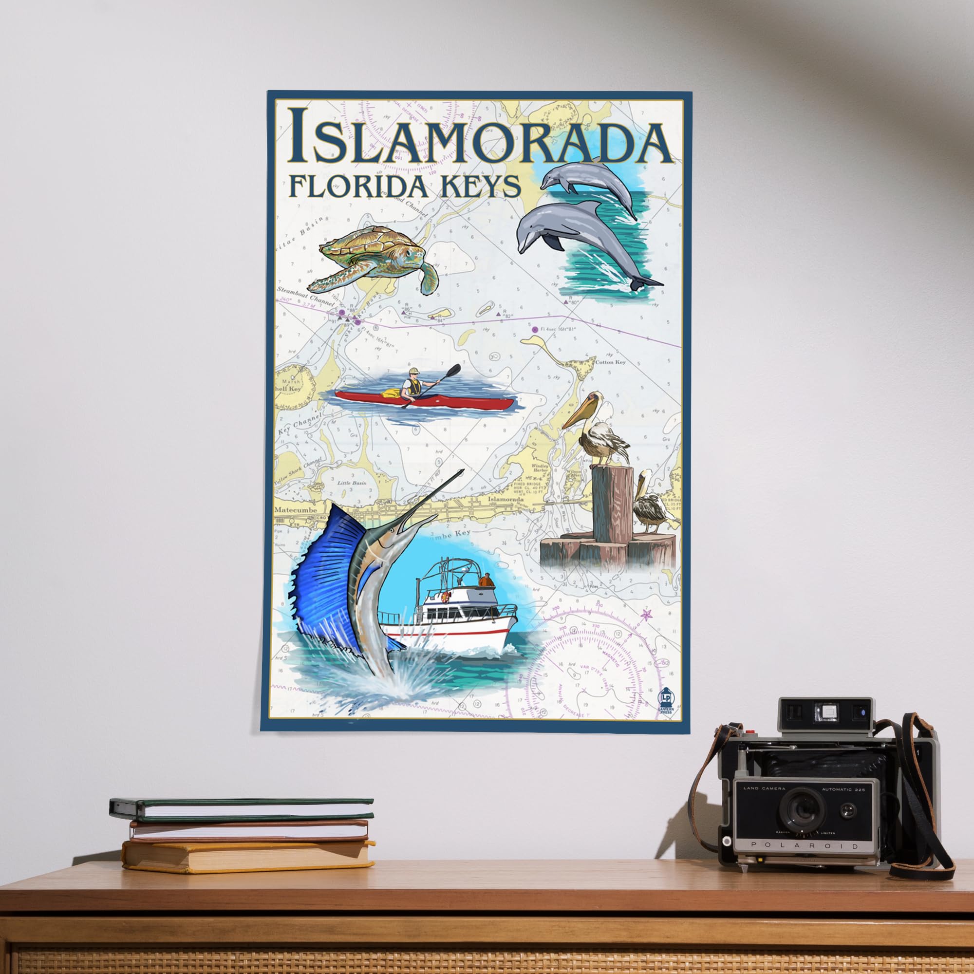 Lantern Press 16x24 Inch Giclee Print - Islamorada Florida Keys Nautical Chart Wall Art | Coastal Decor for Living Room, Office & Beach House