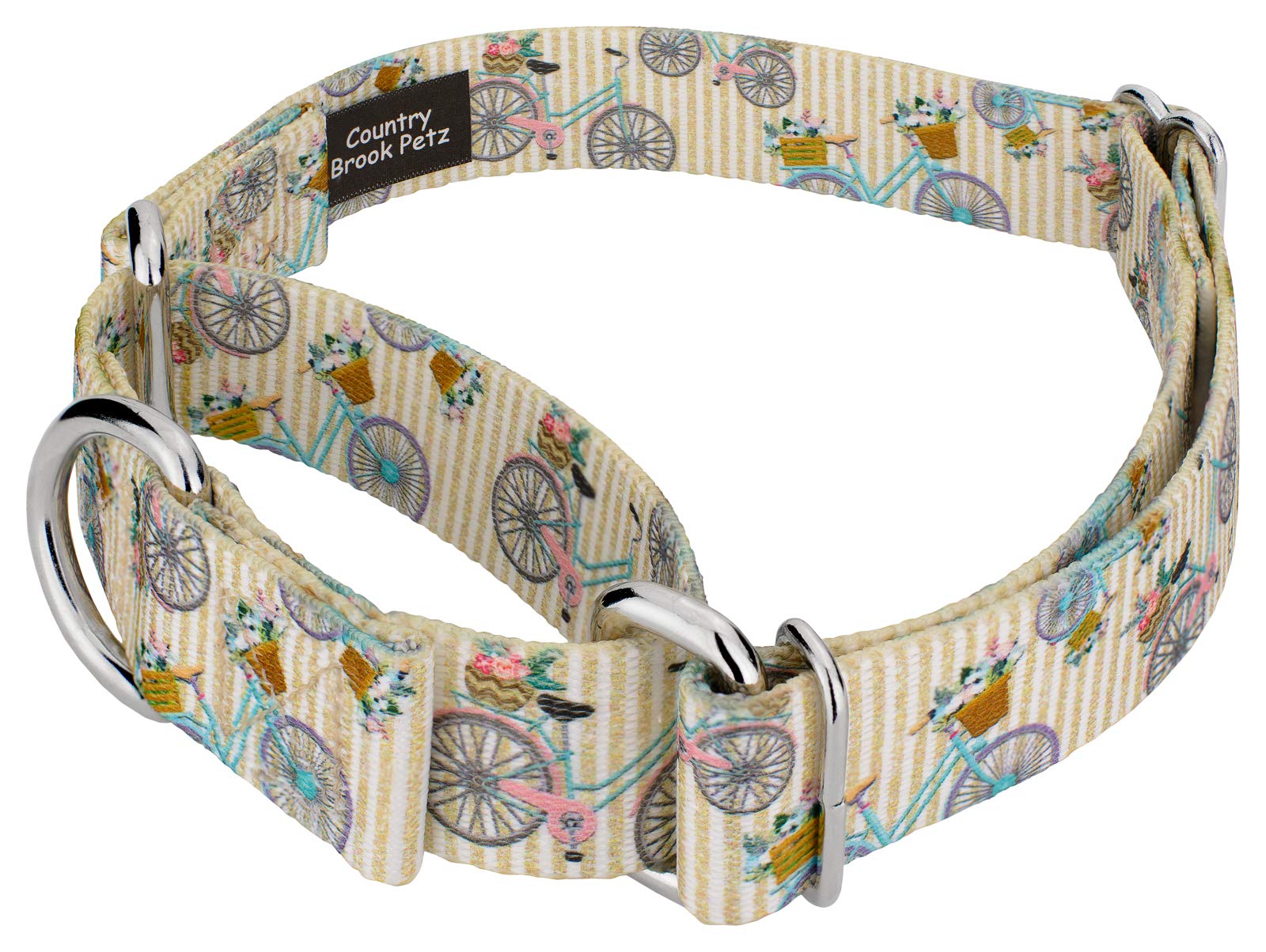 Vintage Bicycles Martingale Dog Collar & Leash Set - Limited Edition Summer Breeze Collection with Sunny Patterns (5/8 Inch, Small) - Perfect for Walks, Training & Outdoor Adventures with Your Pet