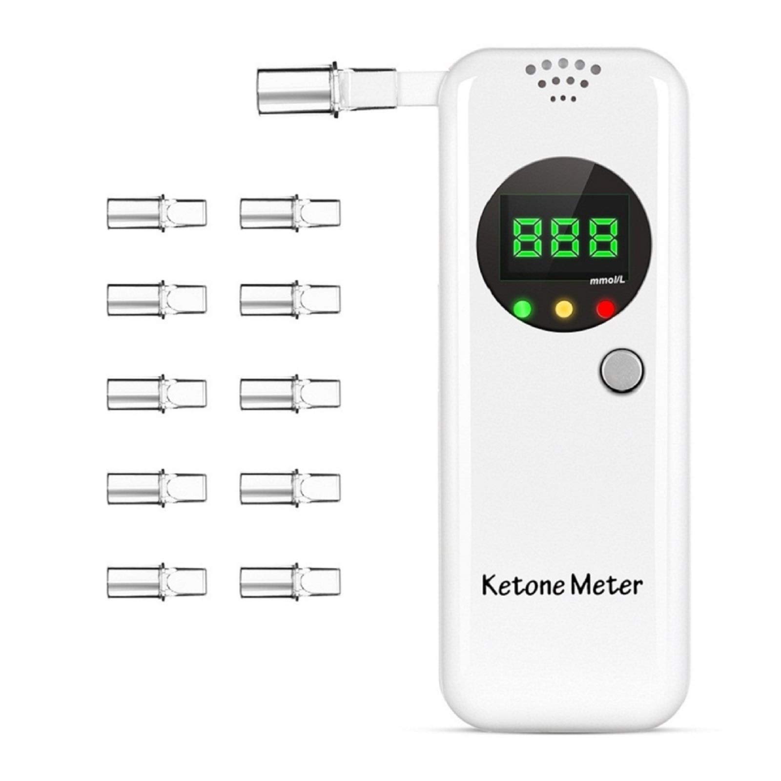 Ketosis Breath Tester - Portable Ketone Meter Breathalyzer for Ketogenic Diet & Weight Loss, Includes 10 Disposable Mouthpieces (White) | Monitor Ketosis Levels for Keto Diet, Intermittent Fasting & Low-Carb Lifestyle
