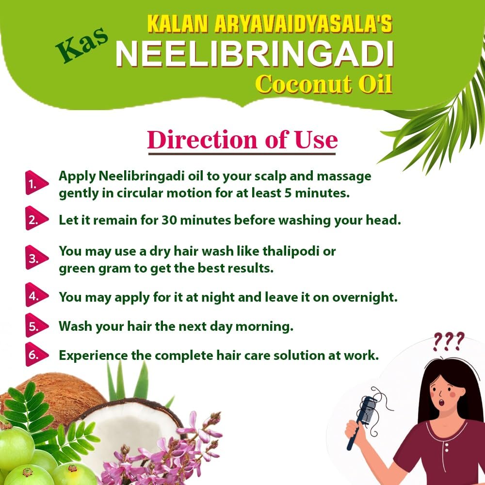 Kas Mark Kalan Aryavaidya Sala Neelibhringadi Coconut Oil - 450ml | 100% Pure Ayurvedic Hair Care for Dry Scalp & Dandruff | Perfect for Daily Hair Massage & Nourishment